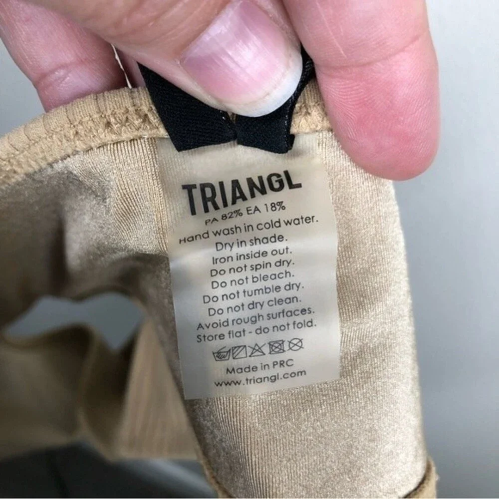 Triangl Swimwear Daria Ribbed Tan Bandeau Bikini Top Small